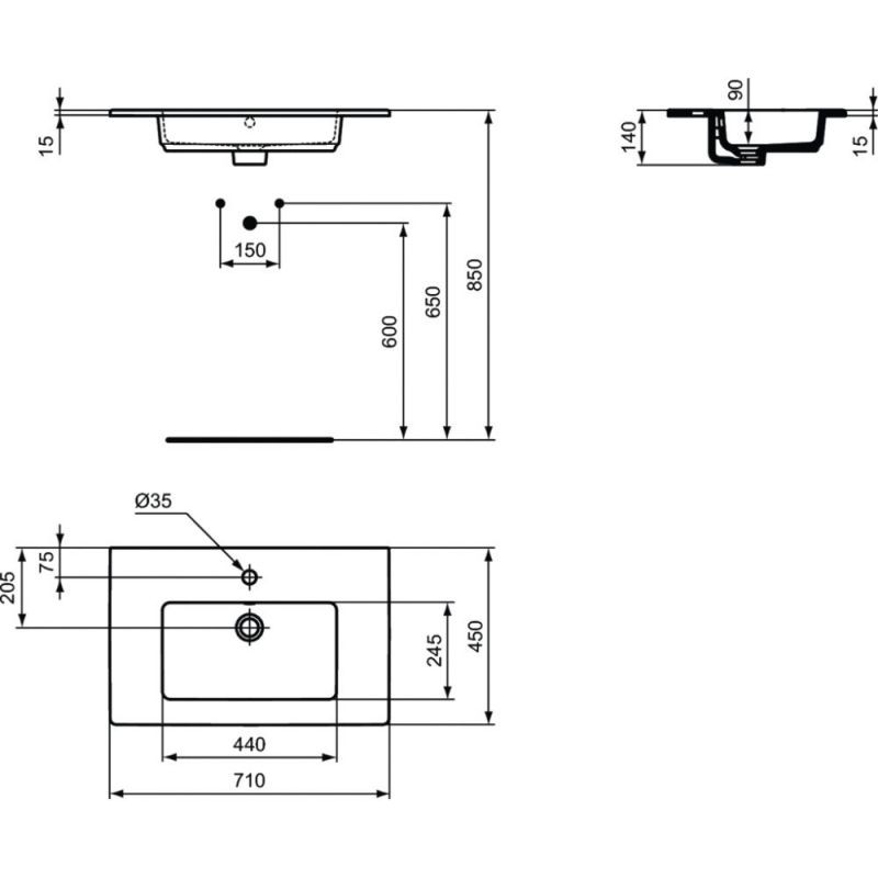 LAVOAR TEMPO INCASTRAT 71 CM